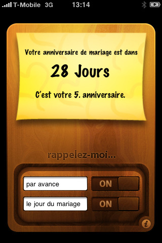 Pense bête anniversaire de mariage