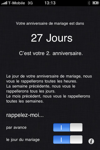 Application anniversaire de mariage