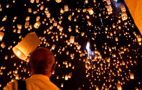 Lacher de lanternes lumineuses