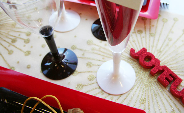 Décoration de table Noël rouge noir et doré - Verre
