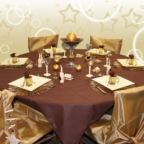Décoration de table chocolat or ivoire
