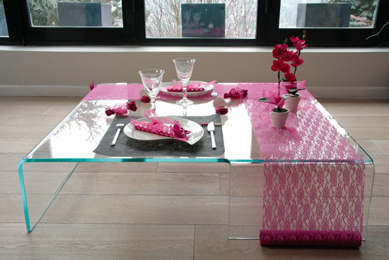 Décoration de table avec un chemin de table Dentelle