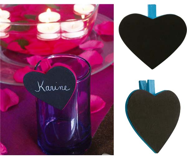 Porte-noms ardoise en forme de coeur