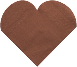 Serviettes jetables coeur, chocolat
