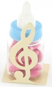 Porte-dragées crème, forme note de musique