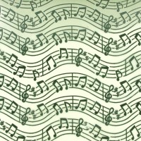 Chemin de table en organza, musique, vert anis