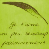 Chemin de table Je t'aime, vert anis