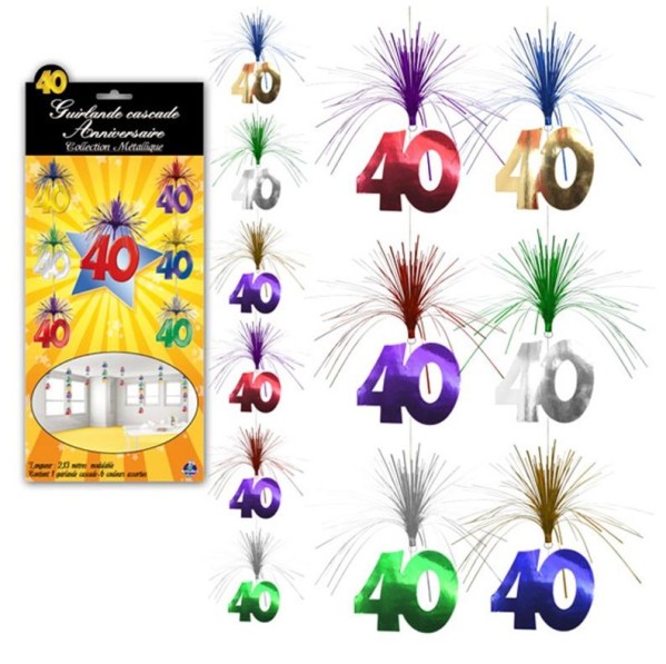 Guirlande cascade 6 couleurs, 40 ans