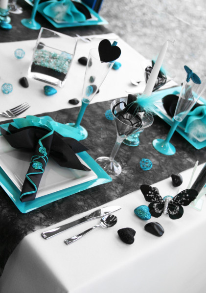 Décoration de table turquoise