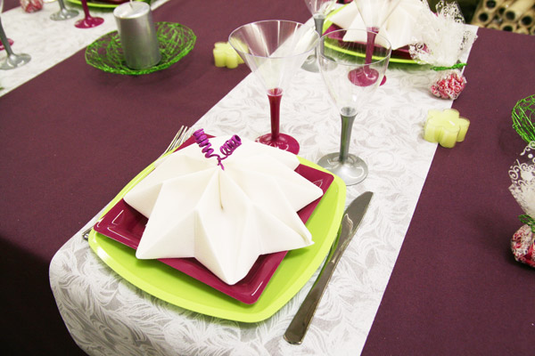 Décoration de table prune et anis