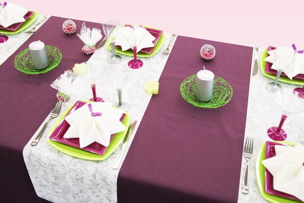 Décoration de table prune et anis
