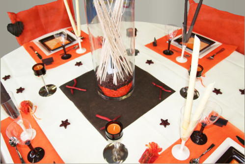 Décoration de table orange chocolat ivoire Décoration de table orange chocolat ivoire