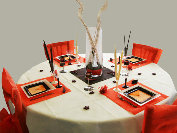 Décoration de table orange chocolat ivoire Décoration de table orange chocolat ivoire