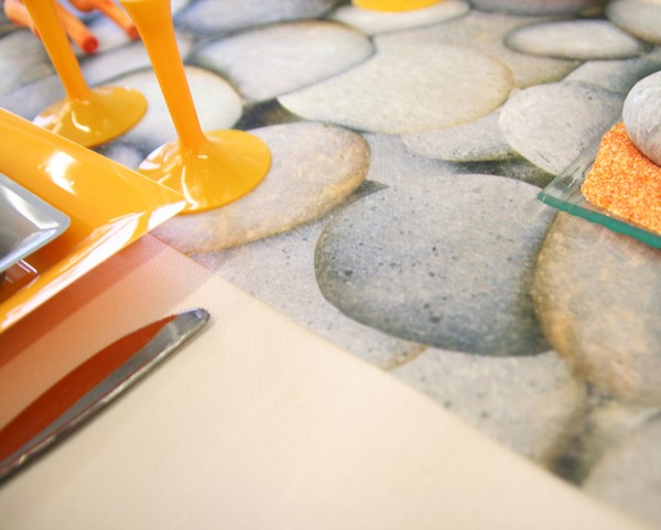 Nappe et chemin de table galets