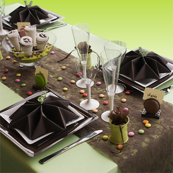 Decoration de table vert anis chocolat blanc Decoration de table vert anis chocolat blanc