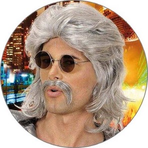 1 Kit perruque et moustache 70's gris homme 1 Kit perruque et moustache 70's gris homme