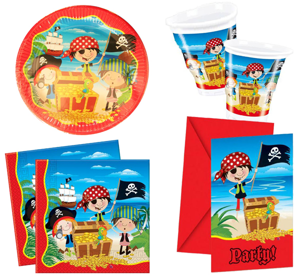 Assiettes, gobelets, serviettes et invitations Little Pirate Assiettes, gobelets, serviettes et invitations Little Pirate
