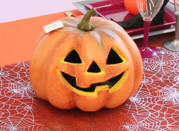 Centre de table en forme de citrouille