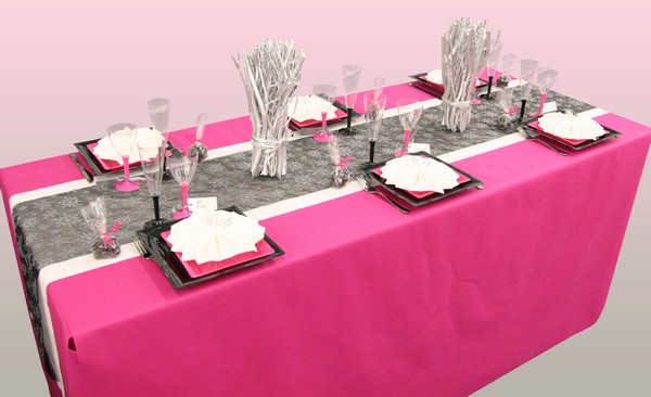 Décoration de table Noël / Nouvel an (fuchsia, noir et blanc)