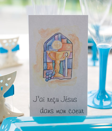 Carton avec inscription religieuse