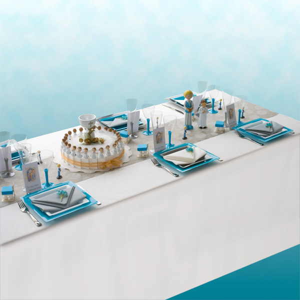 Décoration de table blanc gris turquoise