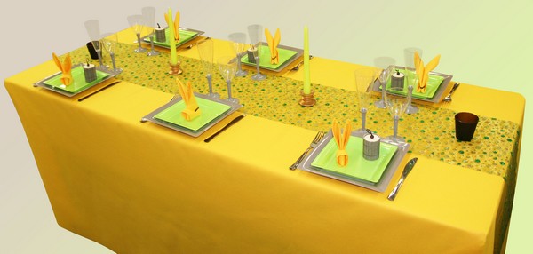 Décoration de table de printemps (jaune, anis et taupe)