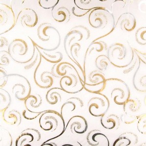 Chemin de table cheveux d´ange organza blanc, paillettes et dorures or et argent
