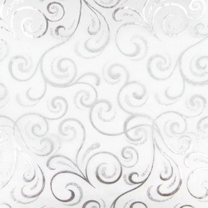  Chemin de table cheveux d´ange, organza blanc, paillettes et dorures argent