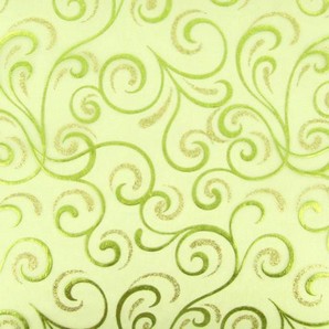  Chemin de table cheveux d´ange organza vert anis, paillettes or, dorures vert anis