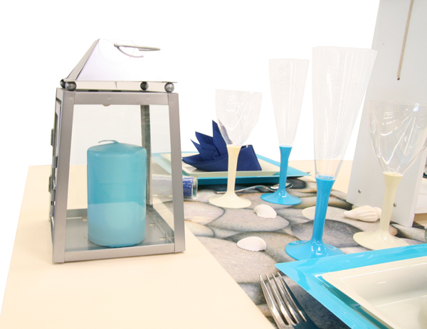 Déco lanterne bougie bleue