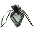 Sachets organdi coeur armuré noir Sachets organdi coeur armuré noir