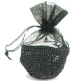 Mini sachets à dragées en jute et organza noir Mini sachets à dragées en jute et organza noir