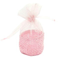 Mini sachets à dragées en jute et organza rose Mini sachets à dragées en jute et organza rose