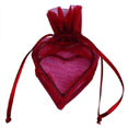 Sachets organdi coeur armuré bordeaux Sachets organdi coeur armuré bordeaux
