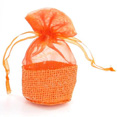Mini sachets à dragées en jute et organza orange Mini sachets à dragées en jute et organza orange