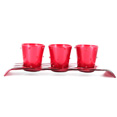 Bougeoirs + plateau, rouge Bougeoirs + plateau, rouge