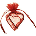 Sachets organdi coeur armuré rouge Sachets organdi coeur armuré rouge