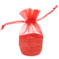 Mini sachets à dragées en jute et organza rouge Mini sachets à dragées en jute et organza rouge