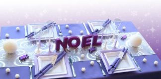 Décoration de table Noël : violet blanc parme