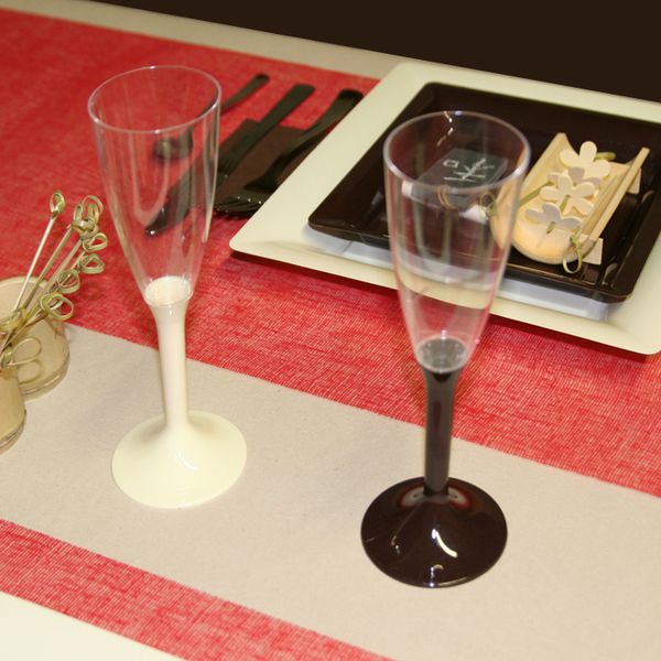 Flutes plastique pied brun et beige